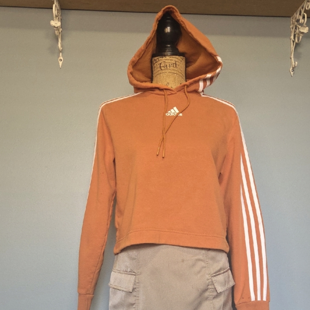 Adidas Burnt Orange Hoodie with White Accents